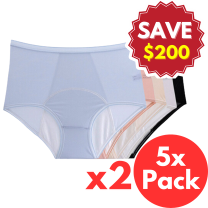 TWO 5 Pack - Leakproof High Waisted Underwear