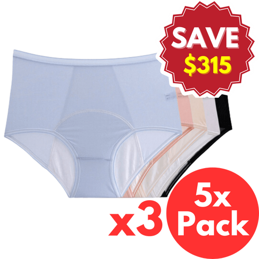 THREE 5 Pack - Leakproof High Waisted Underwear