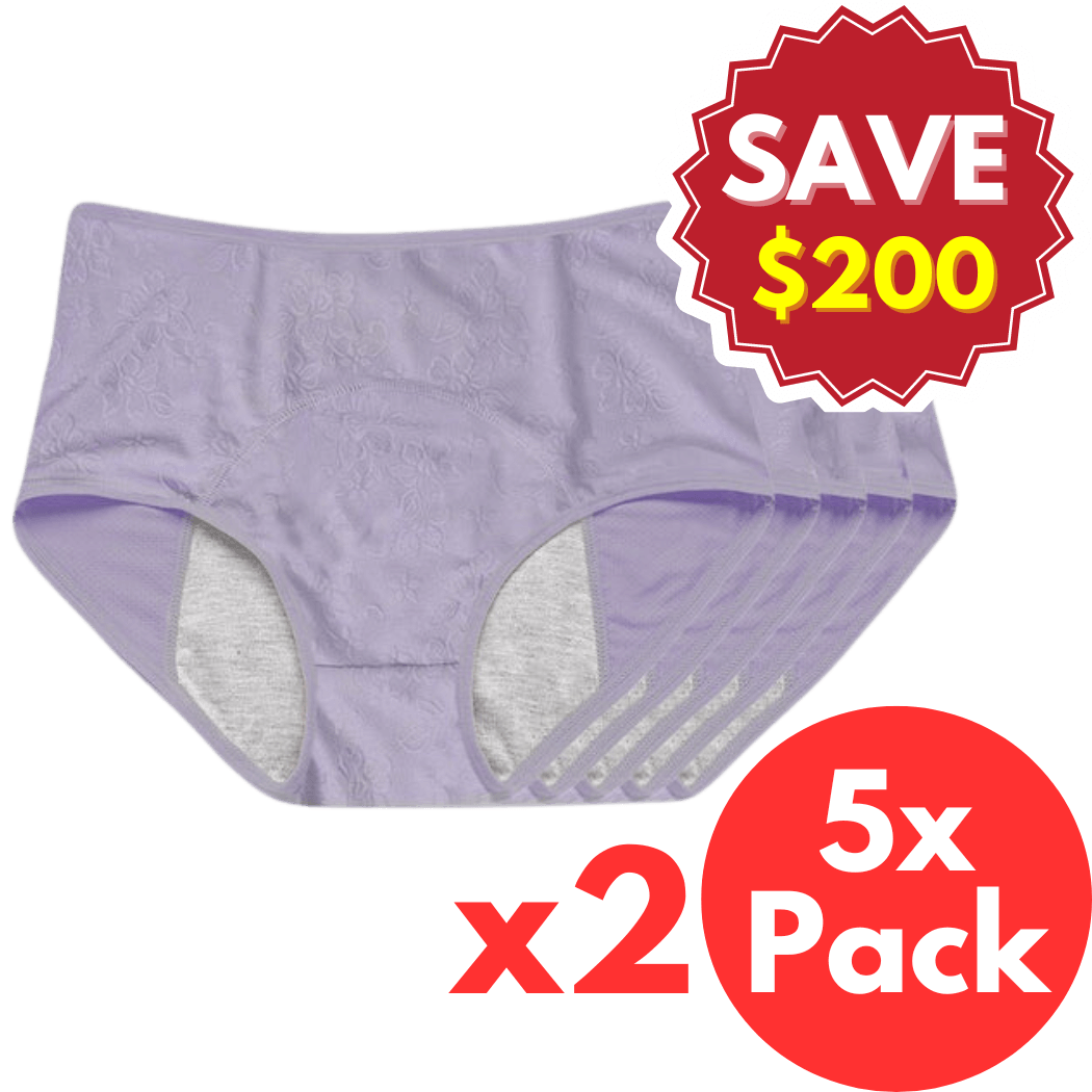 TWO 5 Pack - Purple Jacquard Leakproof Underwear